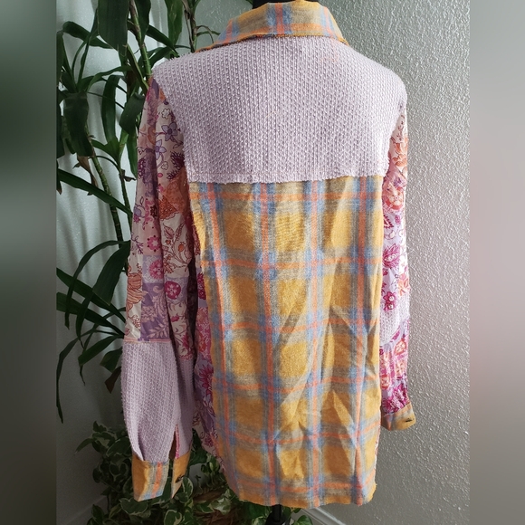 POL Multicolor Patchwork Plaid Shirt Size M - Picture 3 of 10
